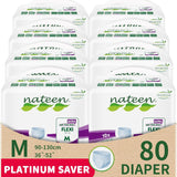 Nateen Super Ultra Incontinence Adult Diaper,Medium,Waist Size 95-125cm,10 Count Adult Diapers,Disposable Underwear for Men&Women,Briefs with Maximum Absorbency, Leak Protection-3700ml Absorbency.