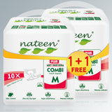 Nateen Combi Plus Incontinence Adult Diaper,Medium,Waist Size 95-125cm, 10 Count Adult Diapers,with Super Absorbent Layer, Leak Guard,Disposable Underwear for Men&Women-2450ml Absorbency.