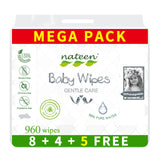 Nateen Baby Wipes, wet Wipes with 90% water for Baby,Multi Purpose Cleaning Baby Wet Wipes With Aloe Vera Extract for Sensitive Skin.
