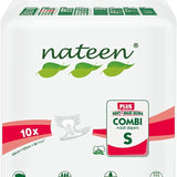 Nateen Combi Plus Incontinence Adult Diaper, Small, Waist Size 65-105cm,10 Count Adult Diapers,with Super Absorbent Layer, Leak Guard,Disposable Underwear for Men&Women-1800ml Absorbency.