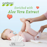 Nateen Baby Wipes, wet Wipes with 90% water for Baby,Multi Purpose Cleaning Baby Wet Wipes With Aloe Vera Extract for Sensitive Skin.