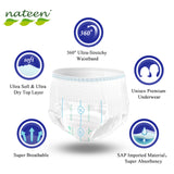 Nateen Flexi Maxi Adult Diapers Pants,Incontinence Night Time Pull Up,Medium,Waist Size 90-130cm,10 Count Adult Pull Ups,Superior Comfort,Excellent Combination of Protection. (10 Count)