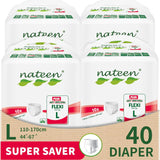 Nateen Flexi Plus Adult Diapers Pants,Incontinence Pull Up,Large,Waist Size 110-170cm,10 Count Adult Pull Ups,Superior Comfort,Excellent Combination of Protection.