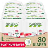 Nateen Flexi Plus Adult Diapers Pants,Incontinence Pull Up,Large,Waist Size 110-170cm,10 Count Adult Pull Ups,Superior Comfort,Excellent Combination of Protection.