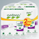 Nateen Super Ultra Incontinence Adult Diaper,Medium,Waist Size 95-125cm,10 Count Adult Diapers,Disposable Underwear for Men&Women,Briefs with Maximum Absorbency, Leak Protection-3700ml Absorbency.