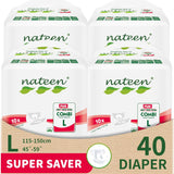 Nateen Combi Plus Incontinence Adult Diaper,Large,Waist Size 115-150cm,10 Count Adult Diapers,with Super Absorbent Layer, Leak Guard,Disposable Underwear for Men&Women,2850ml Absorbency.