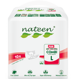 Nateen Combi Plus Incontinence Adult Diaper,Large,Waist Size 115-150cm,10 Count Adult Diapers,with Super Absorbent Layer, Leak Guard,Disposable Underwear for Men&Women,2850ml Absorbency.