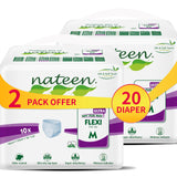 Nateen Flexi Ultra Adult Diapers Pants, ultima absorbency Incontinece Pull Ups, Medium,Waist Size 90-130cm,10 Count Adult Pants diaper,Superior Comfort,Excellent Combination of Protection.