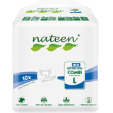 Nateen Combi Maxi Incontinence Adult Diaper,Large,Waist Size 115-150cm,10 Count Adult Diapers,with Maximum Absorbent Layer, Leak Guard,Disposable Underwear for Men&Women,3450ml Absorbency.
