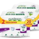 Nateen Flexi Ultra Adult Diapers Pants, ultima absorbency Incontinece Pull Ups,Extra Large,Waist Size 130-170cm,10 Count Adult Pull Ups,Superior Comfort,Excellent Combination of Protection.