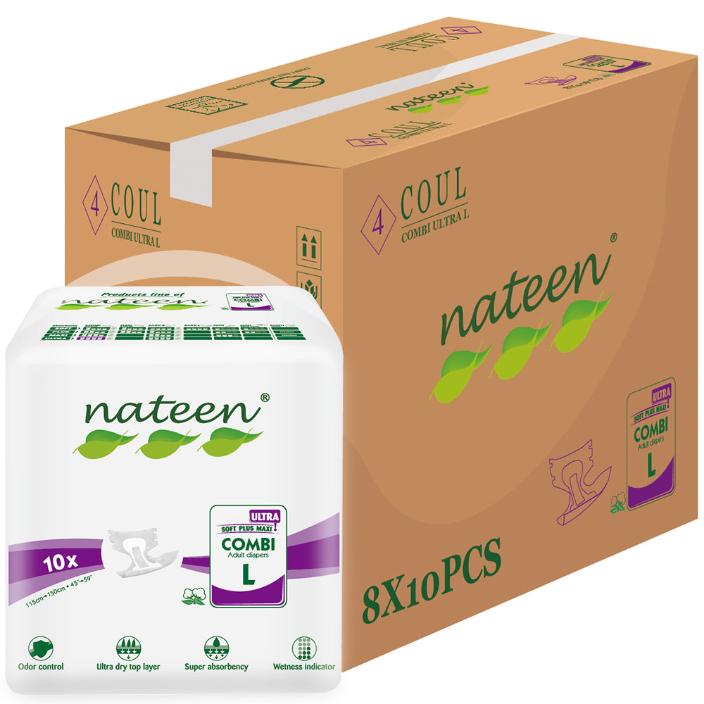 Nateen Super Ultra Incontinence Adult Diaper,Large,Waist Size 115-150cm,10 Count Adult Diapers,Disposable Underwear for Men&Women,Briefs with Maximum Absorbency, Leak Protection-4150ml Absorbency.