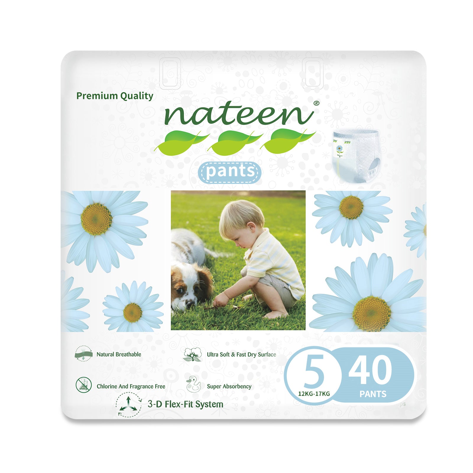 Nateen Premium Baby Pants Diapers,Size 5 (12-17kg),X-Large Baby Pull Ups,Super Absorbent,Ultra Thin Baby Diapers Pants.
