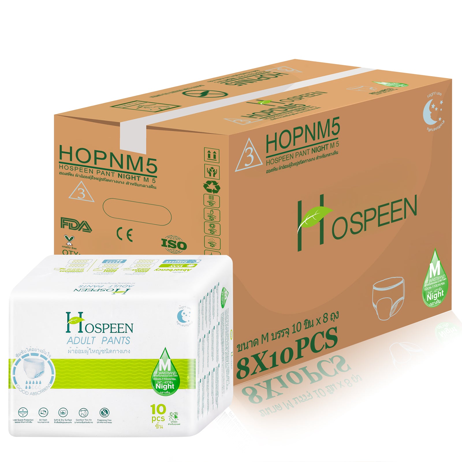 Nateen Hospeen Adult Diapers,Period Pants for Sanitary Protection,Waist Size 60-110cm,Medium, Night Unisex Adult Pull Ups,Panty Style Sanitary Pads for Women,Super Soft Fit.