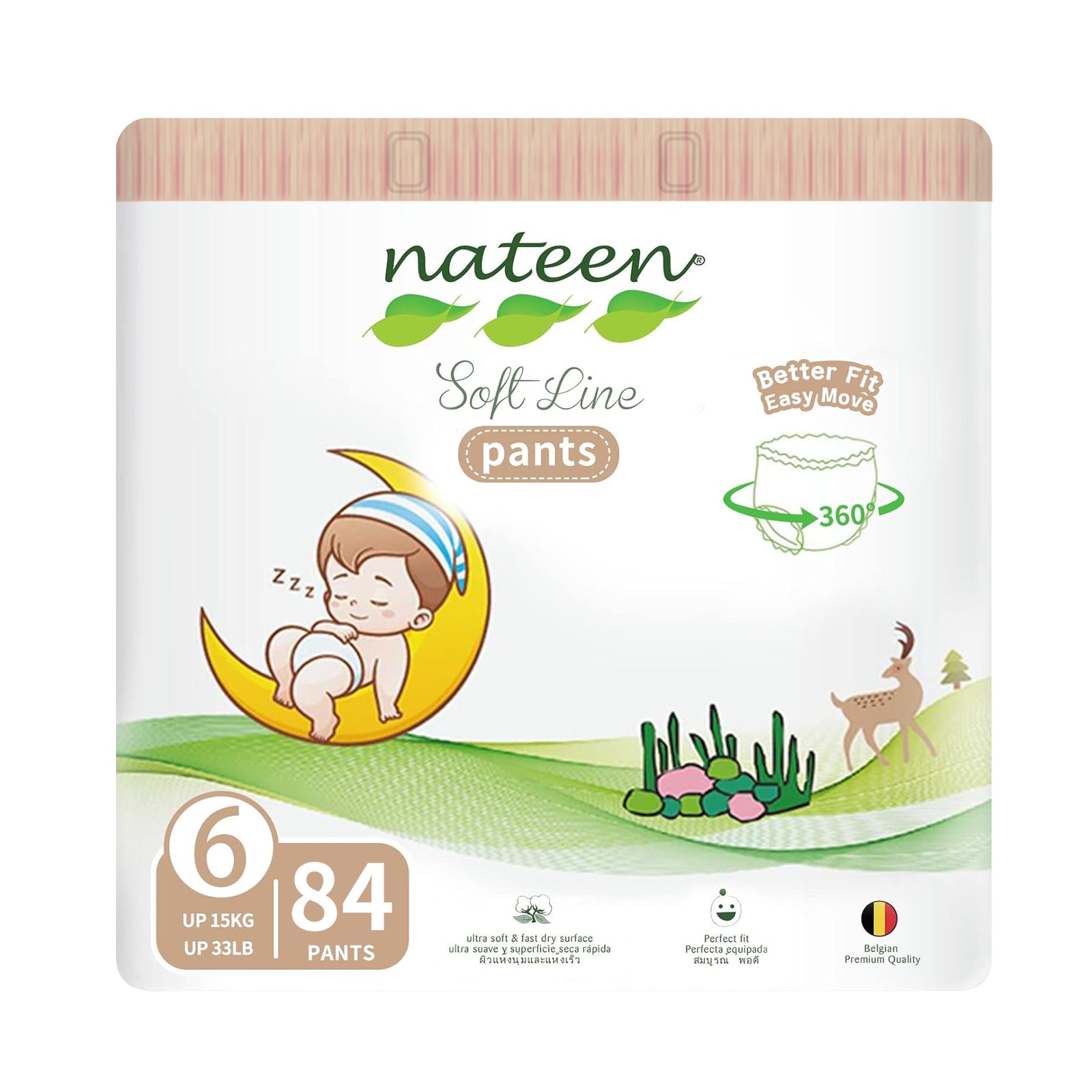 Nateen Soft Line Baby Pants Diapers,Size 6 (15+kg),XX-Large Baby Pulls,Diaper Pants,Super Soft and Breathable Baby Diapers Pants.