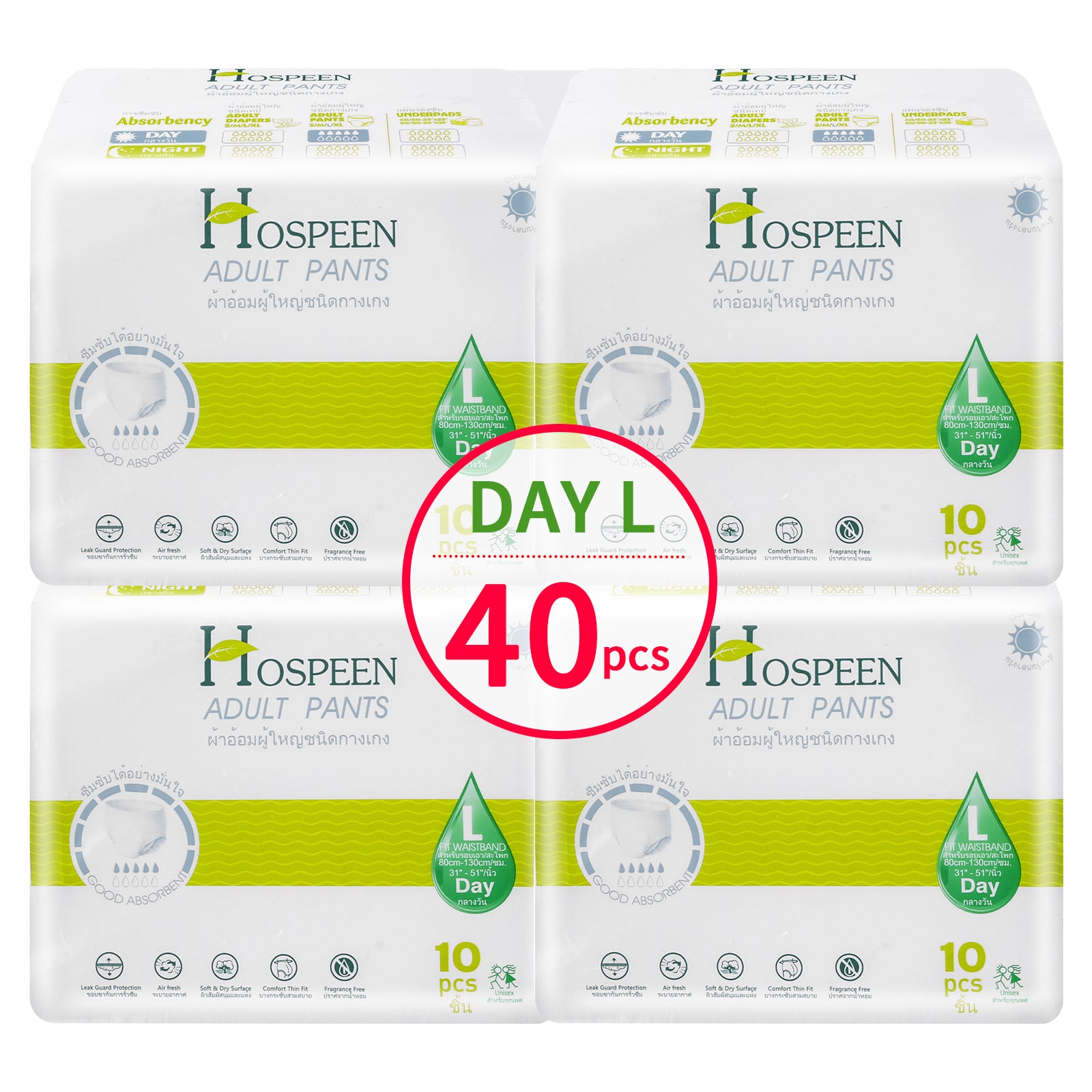 Nateen Hospeen Adult Diapers Pants,Period Pants for Sanitary Protection,Waist Size 80-130cm,Large,Day Unisex Adult Pull Ups,Panty Style Sanitary Pads for Women,Super Soft Fit.