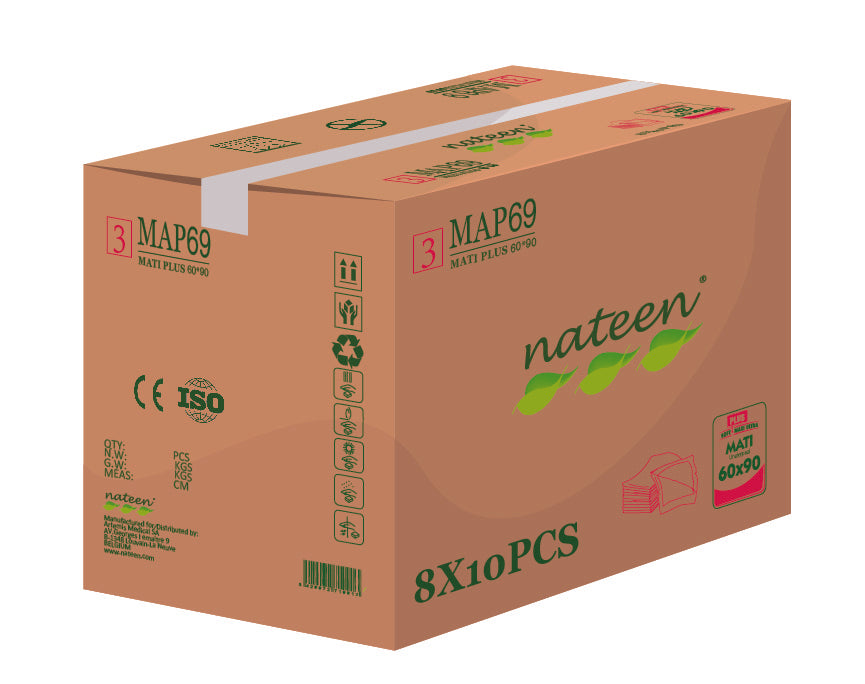 Nateen Disposable Underpads, 60 x 90 cm,Incontinence Pads,Diaper Changing Mats for Baby,High Absorbency Bed Pads,Mattress Protector Pads.