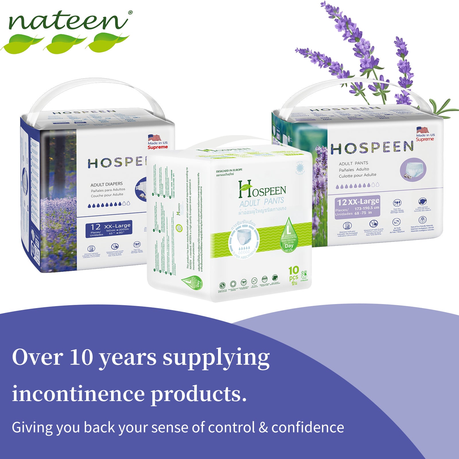 Hospeen Supreme Incontinence Adult Diaper, Size XXL,Waist Size 160-200cm,2100ml Absorbency