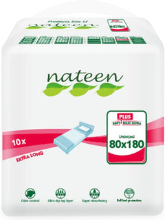 Nateen Disposable Incontinence Underpads,80 x 180 cm,10 Pcs Bed Pads for Mattress Furniture Sofa Chair Protector High Absorbency Mats.
