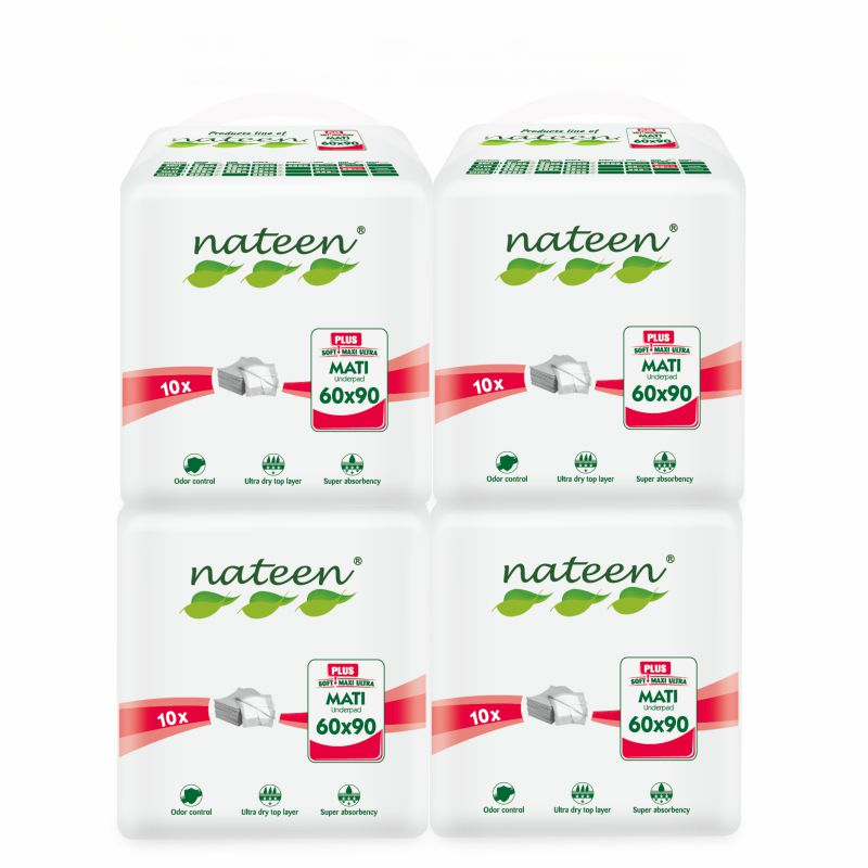 Nateen Disposable Underpads, 60 x 90 cm,Incontinence Pads,Diaper Changing Mats for Baby,High Absorbency Bed Pads,Mattress Protector Pads.