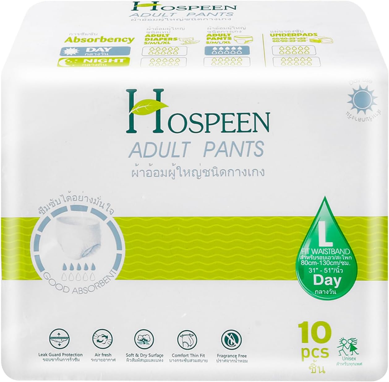 Nateen Hospeen Adult Diapers Pants,Period Pants for Sanitary Protection,Waist Size 80-130cm,Large,Day Unisex Adult Pull Ups,Panty Style Sanitary Pads for Women,Super Soft Fit.