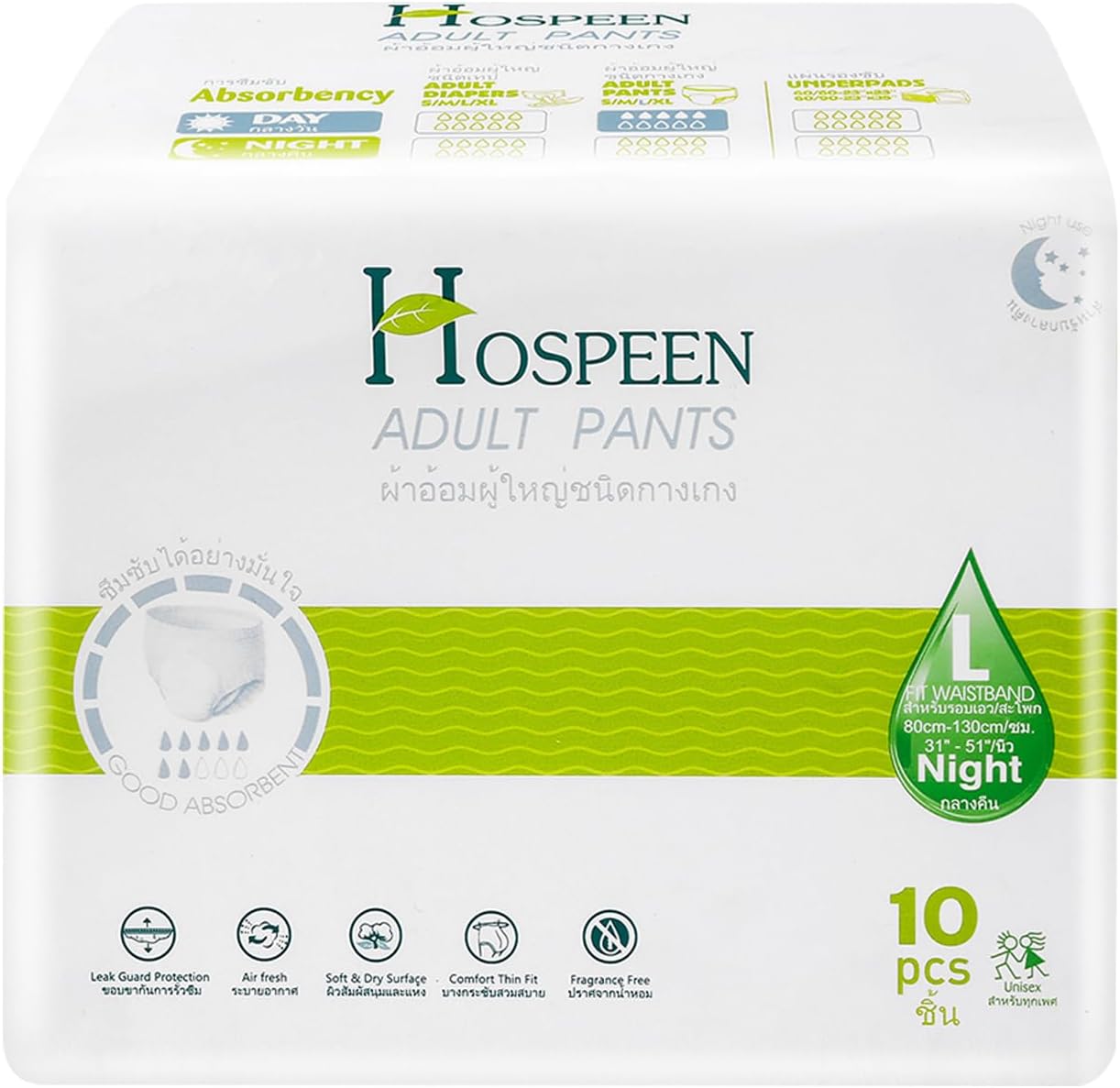 Nateen Hospeen Adult Diapers Pants,Period Pants for Sanitary Protection,Waist Size 80-130cm,Large,Night Unisex Adult Pull Ups,Panty Style Sanitary Pads for Women,Super Soft Fit.