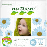 حفاضات ناتين بريميوم كير، مقاس 2 (3-6 كجم)، صغيرة، 80 حفاضة، فائقة الامتصاص، حفاضات أطفال قابلة للتنفس.