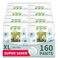 Nateen Premium Baby Pants Diapers,Size 5 (12-17kg),X-Large Baby Pull Ups,Super Absorbent,Ultra Thin Baby Diapers Pants.